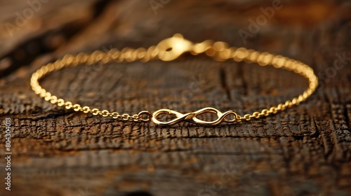 A snapshot of a thin, adjustable chain bracelet with a small infinity symbol charm, symbolizing timeless love and simplicity.