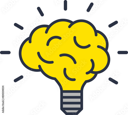 vector illustration of brain light bulb. idea, smart