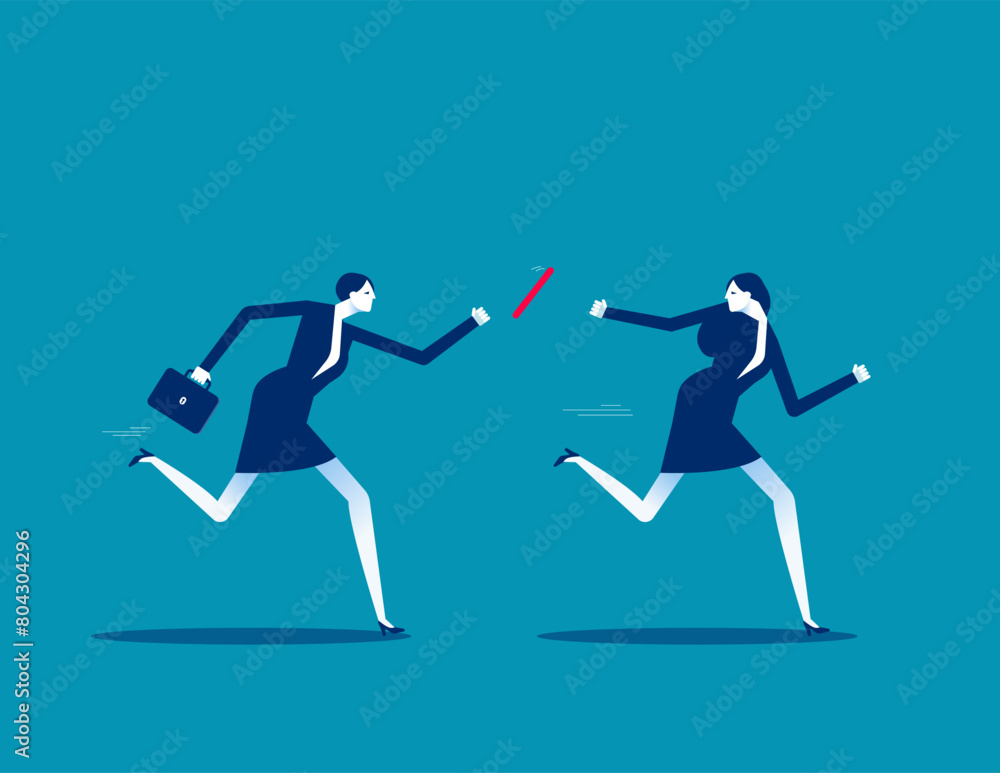 Obraz premium Failure or mistake causing business lost. Fail baton pass vector concept