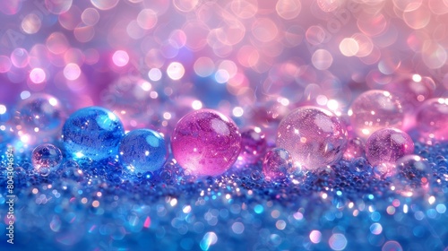 Water bubbles floating on a blue and pink background, creating a mesmerizing visual effect