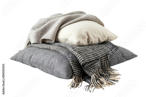 pillow and blanket in transparent background