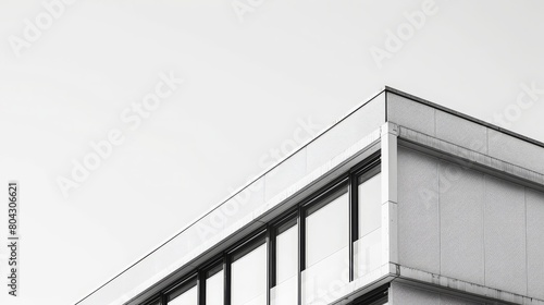 This black and white photo of minimalist architecture is a stunning depiction of simplicity and elegance. The building s clean lines and geometric shapes are perfectly captured in the crisp tones.