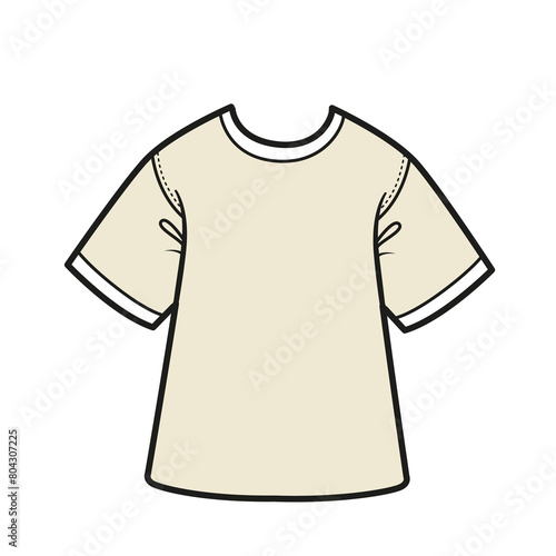 Ice cream print on T-shirt outline for coloring on a white background