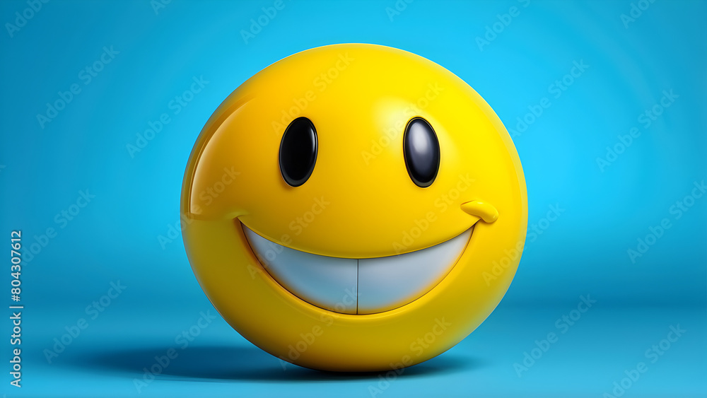Fototapeta premium 3d smiley face yellow emoji, happiness icon