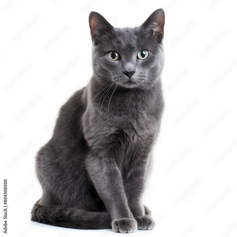 Russian Blue cat on white background Russian Blue cat on white background
