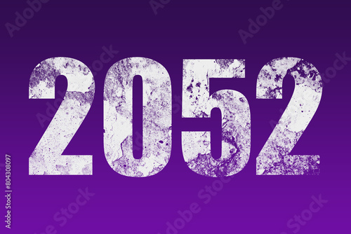 flat white grunge number of 2052 on purple background. 