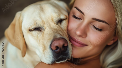 woman with dog photo