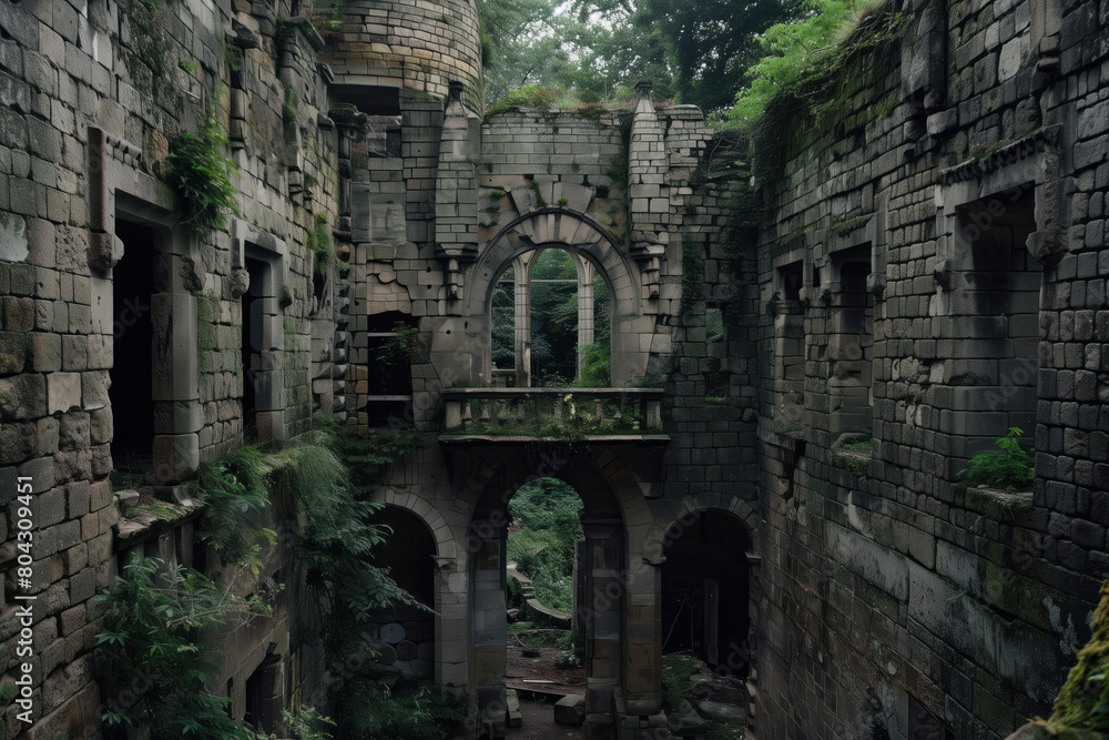 Naklejka premium Abandoned House, Generative AI