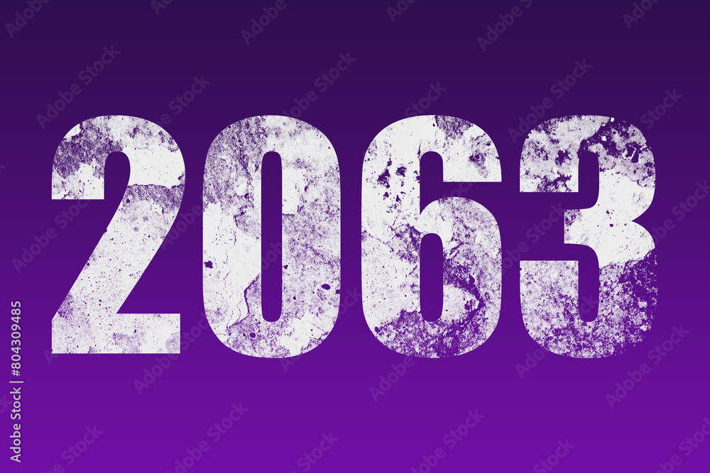 flat white grunge number of 2063 on purple background. flat white grunge number of 2063 on purple background.