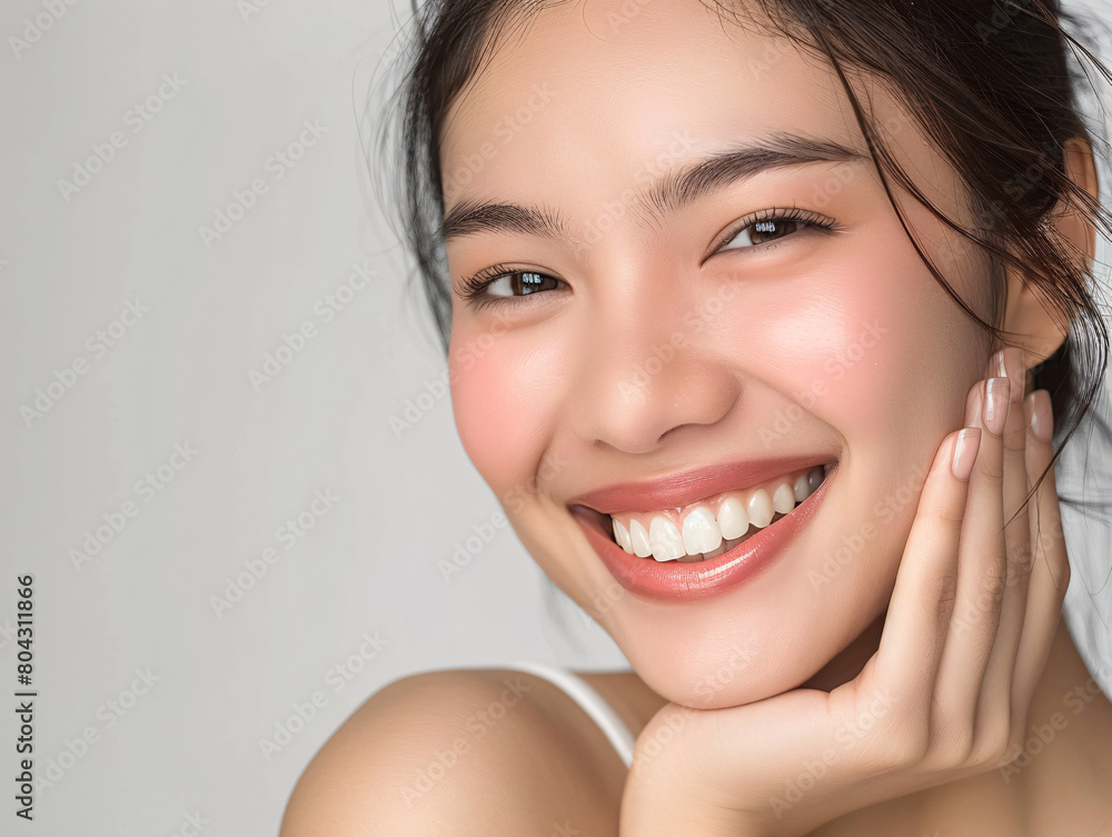 Obraz premium woman in close-up portrait, radiating beauty and glamour with her expressive eyes 