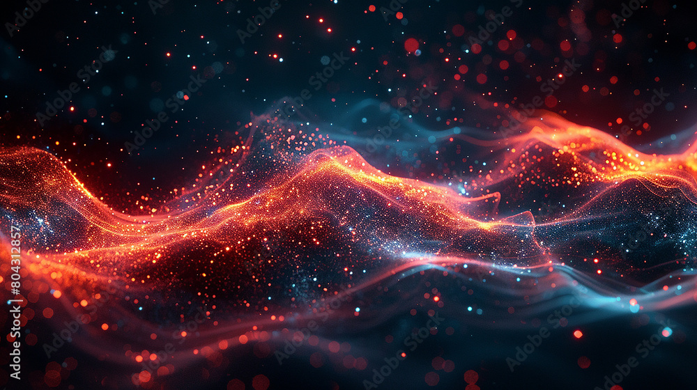 An abstract digital landscape created with vibrant waves of neon light. An abstract digital landscape created with vibrant waves of neon light.