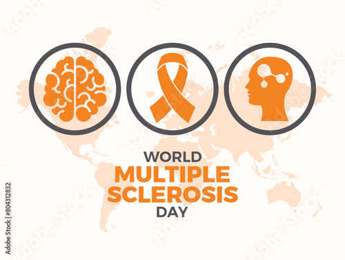 World Multiple Sclerosis (MS) Day poster vector illustration. Orange awareness ribbon icon vector. Template for background, banner, card. May 30. Important day