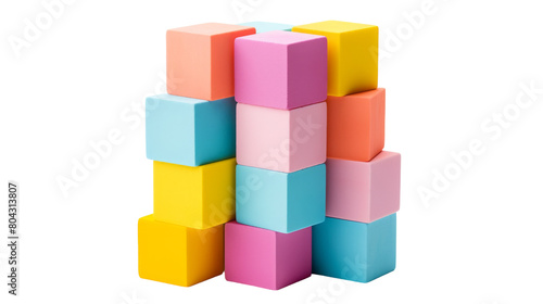 Rainbow Tower  A Vibrant Display of Stacked Colorful Blocks