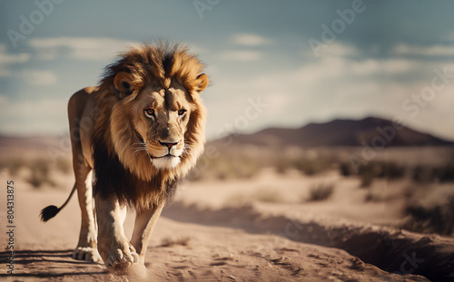 力強くてプライドが高い、砂漠のライオン photo