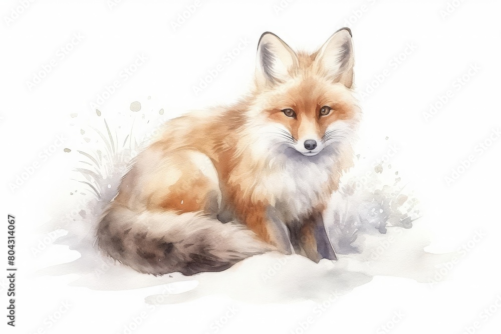Naklejka premium curious fox in a snowy landscape