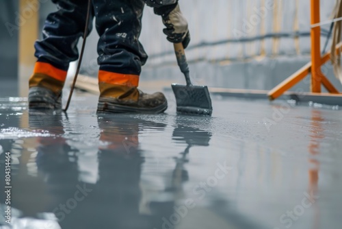Man Cleaning Floor With Shovel