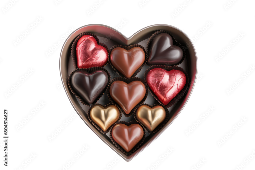 Heart shaped chocolate in a box Isolated on transparent background Heart shaped chocolate in a box Isolated on transparent background
