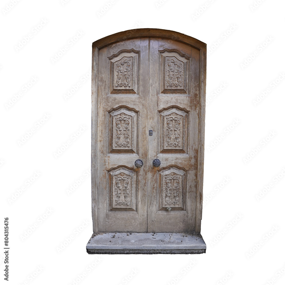 Vintage Weathered Wooden Door in Disrepair