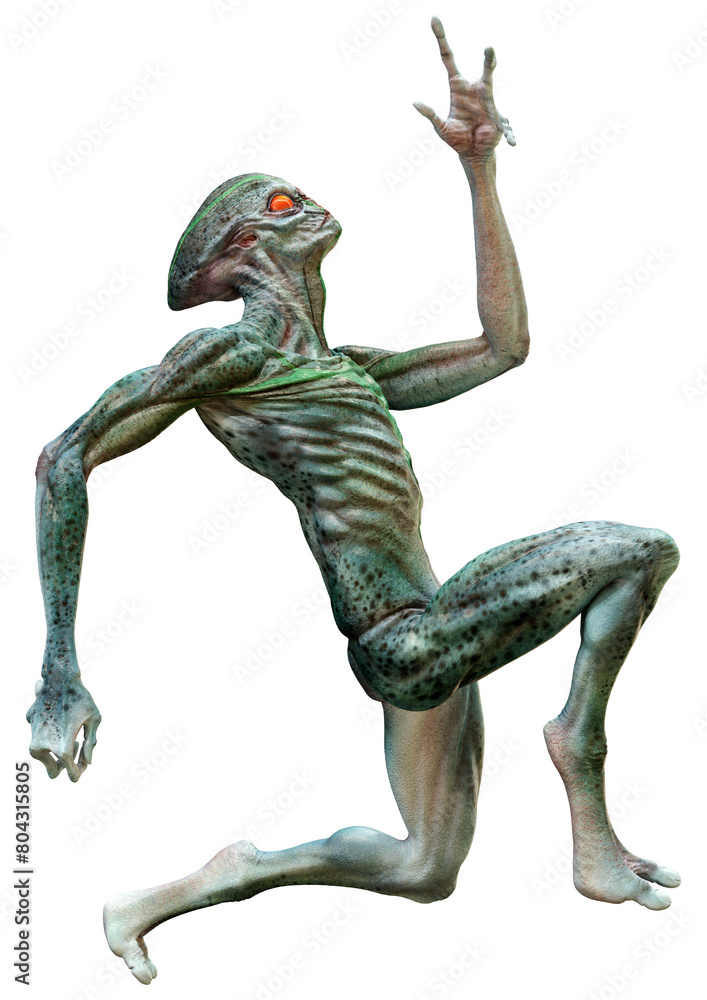 Fototapeta premium 3D Rendering Green Alien on White