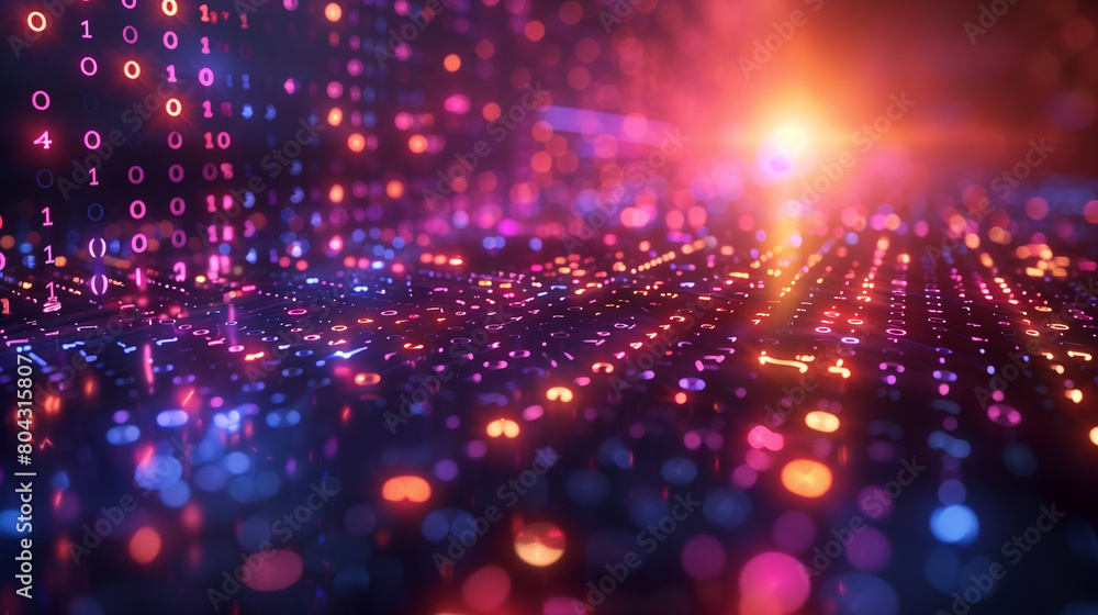 An abstract digital landscape created with vibrant waves of neon light. An abstract digital landscape created with vibrant waves of neon light.