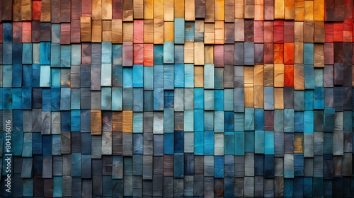 Abstract colorful wood texture for backdrop  wood aged art architecture texture abstract block stack on the wall