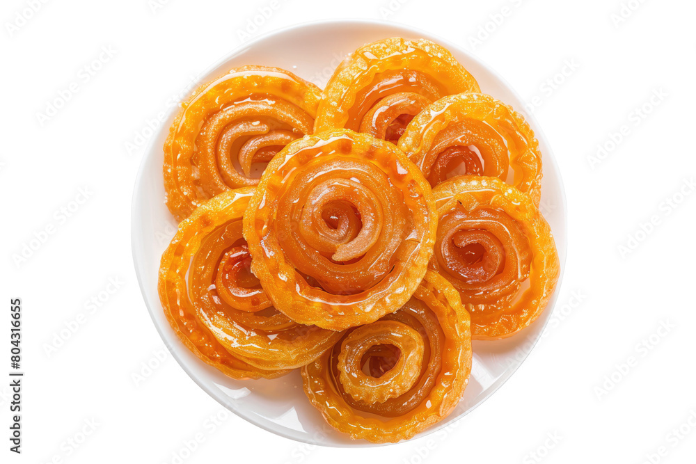 Jelebi on plate Isolated on transparent background Jelebi on plate Isolated on transparent background