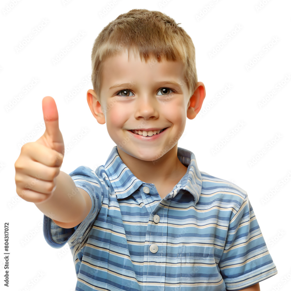 A Young Boy Giving Thumbs Up, Isolated on Transparent or White A Young Boy Giving Thumbs Up, Isolated on Transparent or White
