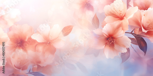 Blur of delicate flowers in pastel colors for background 