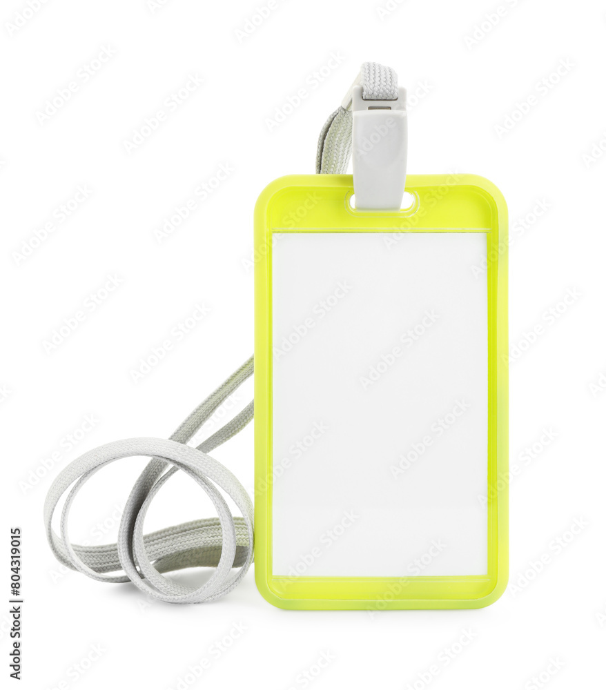 Blank yellow badge with string isolated on white Blank yellow badge with string isolated on white