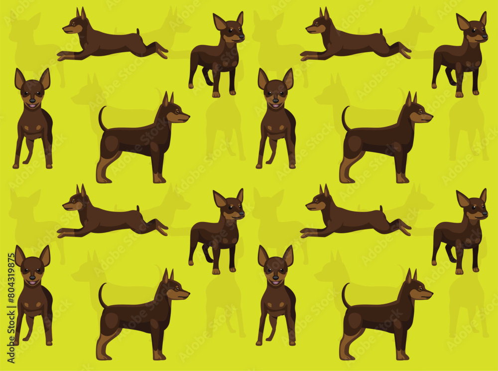 Dog Miniature Pinscher Chocolate Coat Cartoon Cute Seamless Wallpaper Background
