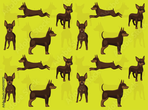 Dog Miniature Pinscher Chocolate Coat Cartoon Cute Seamless Wallpaper Background