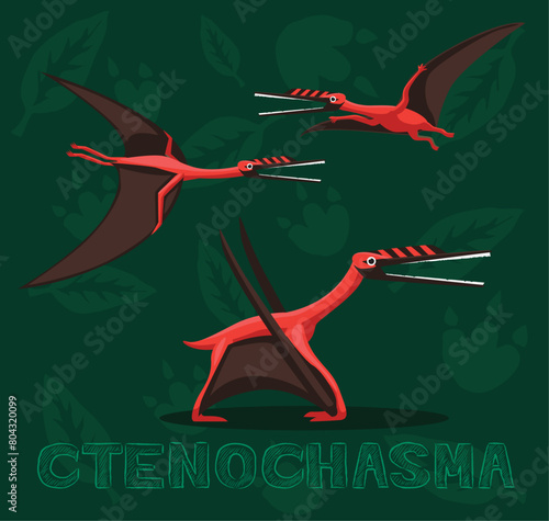 Flying Dinosaur Ctenochasma Cartoon Vector Illustration