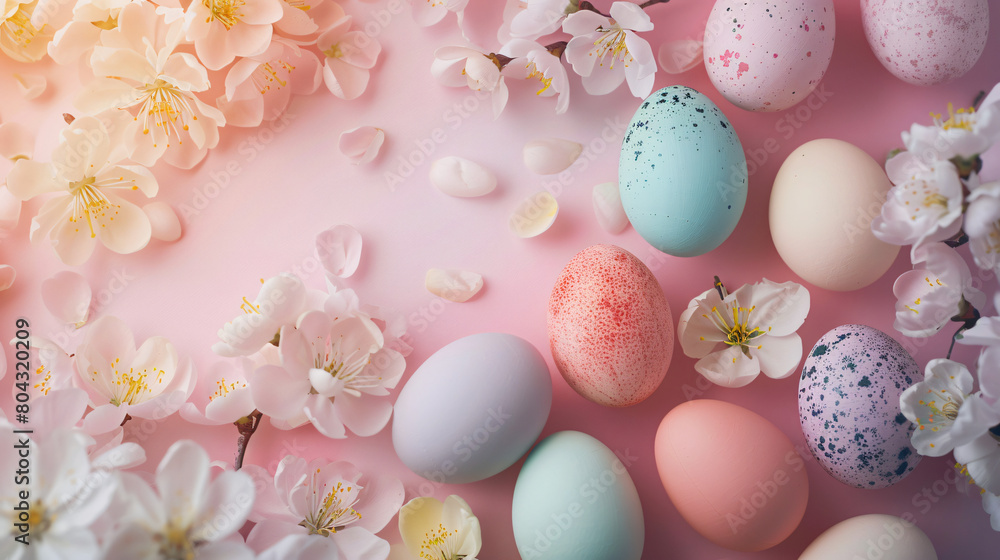 Creative composition with Easter eggs on light background