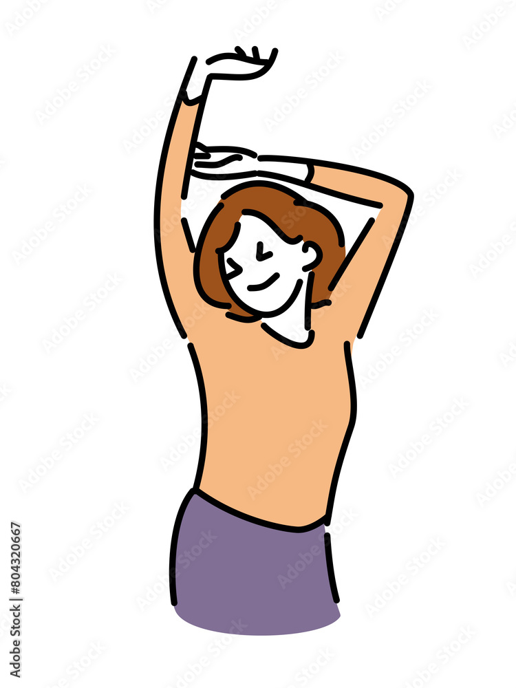 Fototapeta premium 両手を上にあげて伸びをする女性png