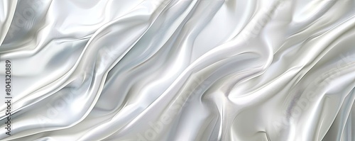 Closeup of grey silk satin fabric with wave pattern