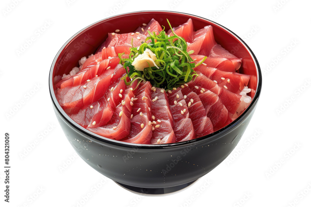 Maguro don tuna rice bowl Isolated on transparent background Maguro don tuna rice bowl Isolated on transparent background