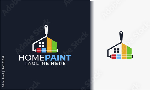 Illustration vector graphic of colored house paintings logo design template