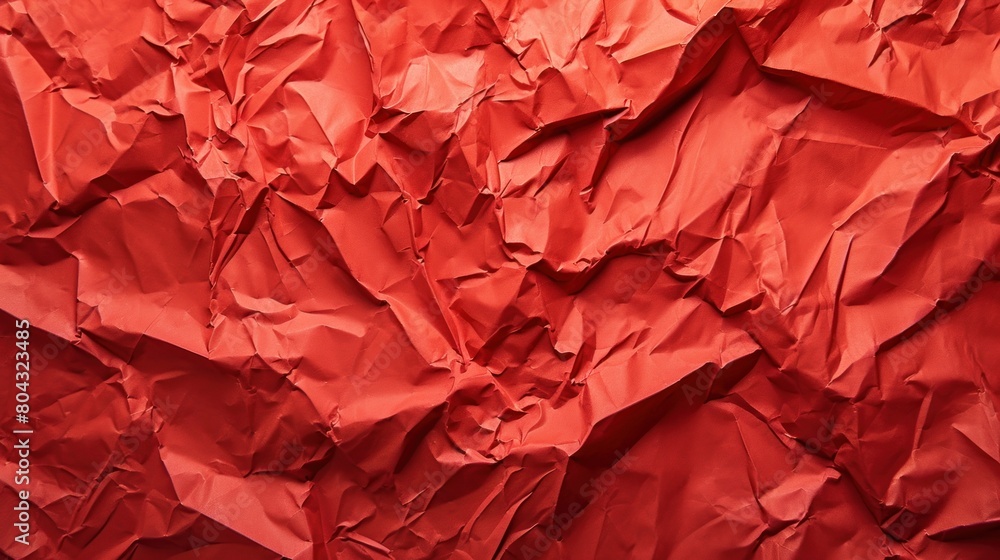 Red crumpled paper texture in low light background Red crumpled paper texture in low light background