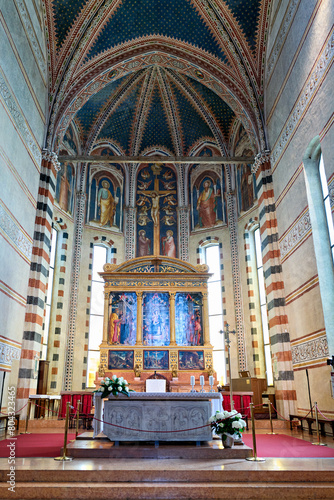 Verona Veneto Italy. The Basilica of San Zeno. Painting of Andrea Mantegna