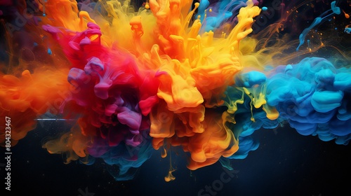 An acrylic ink rainbow in water. Vibrant Color Explosion