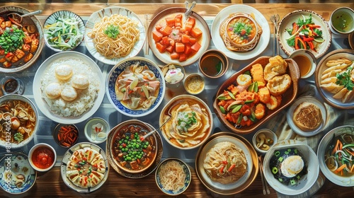A large table full of delicious food.