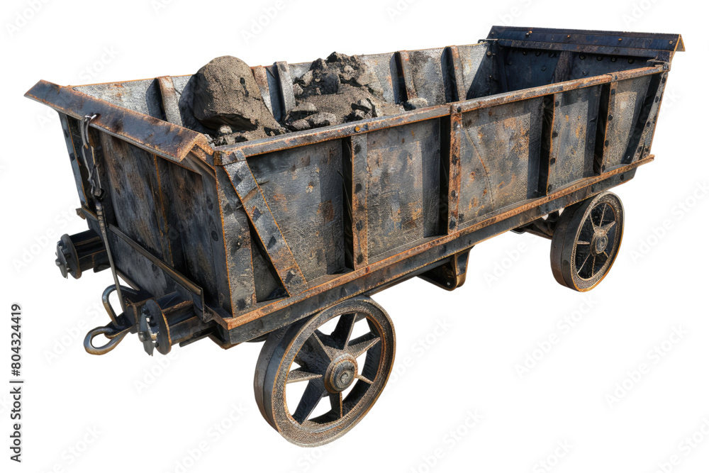 Mining rail cart Isolated on transparent background
