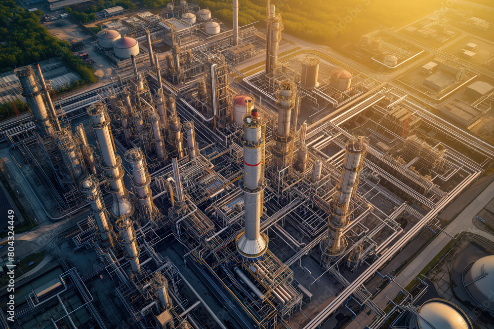 From area of industry factory zone, oil is stored in an oil refinery plant petrochemical AI Generative From area of industry factory zone, oil is stored in an oil refinery plant petrochemical AI Generative