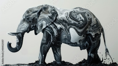 Elephant artistic marble effect