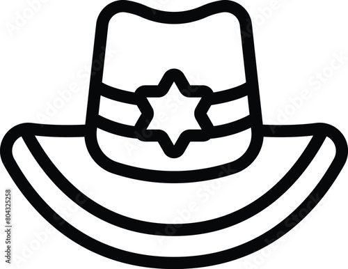 Rancher hat icon outline vector. Sheriff head accessory. American western straw headpiece