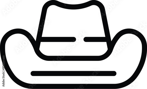 Straw cattleman hat icon outline vector. Western wide brimmed cap. Texan rancher headpiece