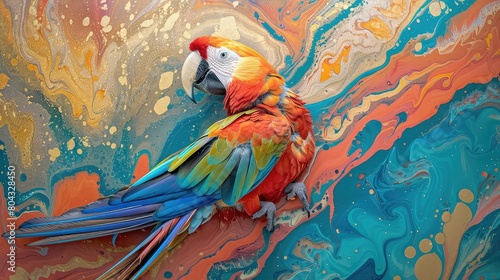 Parrot flying Artistic Marble Effect