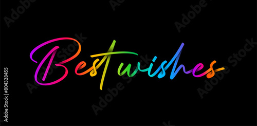 Billede på lærred Best wishes written with colorful lines on black background.