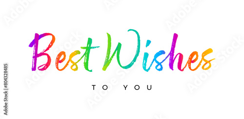 Fotografie Best wishes written with colorful lines on white background.