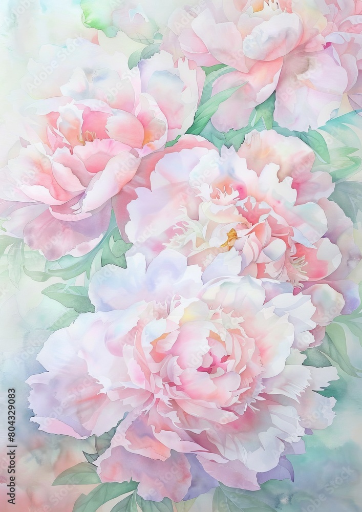 A watercolor painting of pink peonies.